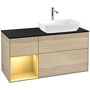 Villeroy and Boch Finion Villeroy and Boch Finion F802HFPC 120cm, cover plate black matt, shelves gold matt lacquer, Oak Veneer