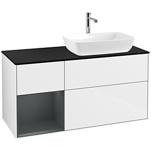 Villeroy and Boch Finion Villeroy and Boch Finion F802HGGF 120cm, black matt cover plate, Midnight matt lacquer shelves, Glossy white lacquer