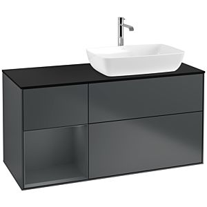 Villeroy et Boch Finion Villeroy et Boch F802HGHG 120cm, plaque de recouvrement noir mat, étagères laqué mat Midnight, Midnight Blue Matt Lacquer