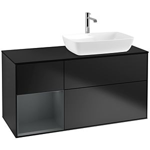 Villeroy et Boch Finion Villeroy et Boch F802HGPD 120cm, plaque de recouvrement noir mat, étagères laqué mat Midnight, laqué noir mat