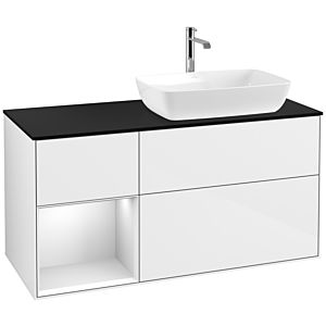 Villeroy and Boch Finion Villeroy and Boch Finion F802MTGF 120cm, cover plate black matt, shelves white matt lacquer, glossy white lacquer