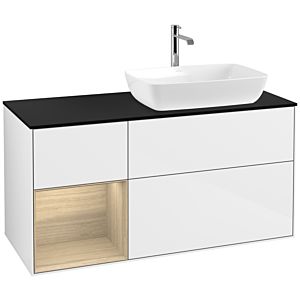 Villeroy and Boch Finion Villeroy and Boch Finion F802PCGF 120cm, black matt cover plate, Oak Veneer shelves, glossy white lacquer