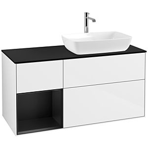 Villeroy and Boch Finion Villeroy and Boch Finion F802PDGF 120cm, black matt cover plate, black matt lacquer shelves, glossy white lacquer