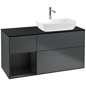 Villeroy et Boch Finion Villeroy et Boch F802PDHG 120cm, plaque de recouvrement noire mate, étagères Blue Matt Lacquer noir mat, Midnight Blue Matt Lacquer