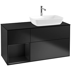Villeroy und Boch Finion Waschtischunterschrank F802PDPD 120cm, Abdeckplatte black matt, Regale Black matt lacquer, Black matt lacquer