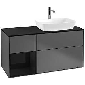 Villeroy and Boch Finion Villeroy and Boch Finion F802PHGK 120cm, black matt cover plate, glossy black lacquer shelves, matt anthracite