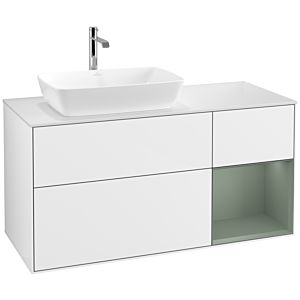 Villeroy and Boch Finion Villeroy and Boch Finion F811GMGF 120cm, cover plate white matt, shelves olive matt lacquer, glossy white lacquer