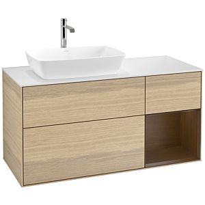 Villeroy et Boch Finion Villeroy et Boch F811GNPC 120cm, plaque de recouvrement blanc mat, étagères Walnut Veneer , Oak Veneer