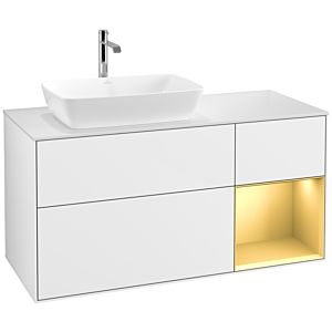 Villeroy and Boch Finion Villeroy and Boch Finion F811HFGF 120cm, cover plate matt white, shelves matt gold lacquer, glossy white lacquer