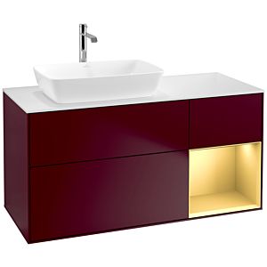 Villeroy et Boch Finion Villeroy et Boch F811HFHB 120cm, plaque de finition blanc mat, étagères laqué or mat, Peony Matt