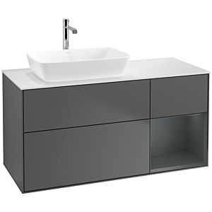 Villeroy et Boch Finion Villeroy et Boch F811HGGK 120cm, plaque de recouvrement blanc mat, étagères laqué mat Midnight, anthracite mat