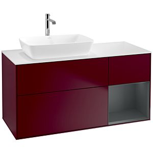 Villeroy et Boch Finion Villeroy et Boch F811HGHB 120cm, plaque de recouvrement blanc mat, étagères laqué mat Midnight, Peony Matt