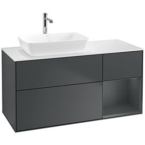 Villeroy und Boch Finion Waschtischunterschrank F811HGHG 120cm, Abdeckplatte white matt, Regale Midnight matt lacquer, Midnight Blue Matt Lacquer
