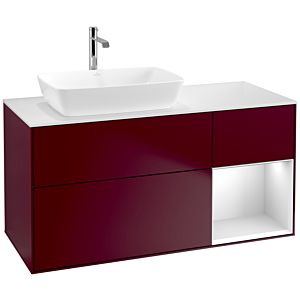 Villeroy und Boch Finion Waschtischunterschrank F811MTHB 120cm, Abdeckplatte white matt, Regale White matt lacquer, Peony Matt