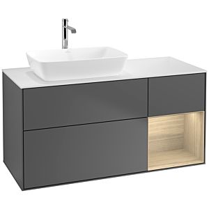 Villeroy et Boch Finion Villeroy et Boch F811PCGK 120cm, plaque de finition blanc mat, étagères Oak Veneer , anthracite mat