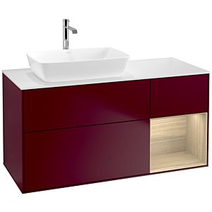 Villeroy und Boch Finion Waschtischunterschrank F811PCHB 120cm, Abdeckplatte white matt, Regale Oak Veneer, Peony Matt