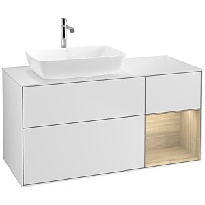 Villeroy et Boch Finion Villeroy et Boch F811PCMT 120cm, plaque de finition blanc mat, étagères Oak Veneer , laqué blanc mat