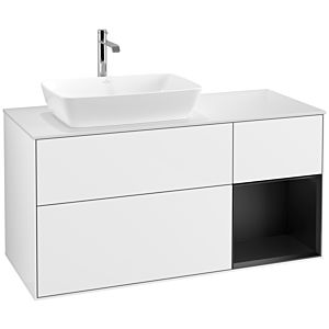 Villeroy and Boch Finion Villeroy and Boch Finion F811PDGF 120cm, cover plate matt white, shelves matt black lacquer, glossy white lacquer
