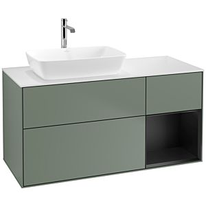 Villeroy and Boch Finion Villeroy and Boch Finion F811PDGM 120cm, cover plate matt white, shelves matt black lacquer, Olive Matt Lacquer