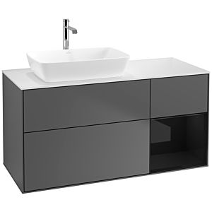 Villeroy and Boch Finion Villeroy and Boch Finion F811PHGK 120cm, white matt top, glossy black lacquer shelves, matt anthracite