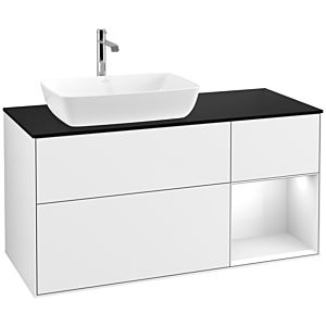 Villeroy and Boch Finion Villeroy and Boch Finion F812GFGF 120cm, cover plate black matt, shelves Glossy white lacquer, Glossy white lacquer