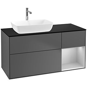Villeroy and Boch Finion Villeroy and Boch Finion F812GJGK 120cm, cover plate matt black, shelves light gray matt lacquer, anthracite matt