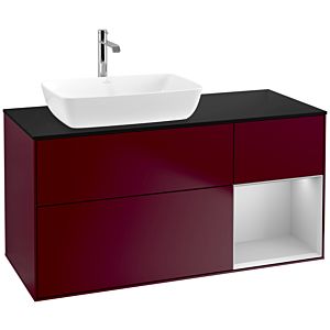 Villeroy und Boch Finion Waschtischunterschrank F812GJHB 120cm, Abdeckplatte black matt, Regale Light grey matt lacquer, Peony Matt