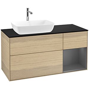 Villeroy et Boch Finion Villeroy et Boch F812GKPC 120cm, plaque de finition noir mat, étagères laqué anthracite mat, Oak Veneer