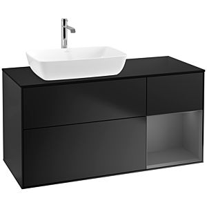 Villeroy und Boch Finion Waschtischunterschrank F812GKPD 120cm, Abdeckplatte black matt, Regale Anthracite matt lacquer, Black matt lacquer