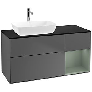 Villeroy and Boch Finion Villeroy and Boch Finion F812GMGK 120cm, cover plate black matt, shelves olive matt lacquer, anthracite matt