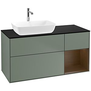 Villeroy and Boch Finion Villeroy and Boch Finion F812GNGM 120cm, cover plate black matt, shelves Walnut Veneer , Olive Matt Lacquer