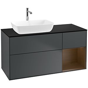 Villeroy and Boch Finion Villeroy and Boch Finion F812GNHG 120cm, cover plate matt black, shelves Walnut Veneer , Midnight Blue Matt Lacquer