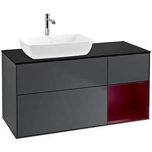 Villeroy et Boch Finion Villeroy et Boch F812HBHG 120cm, plaque de finition noir mat, étagères Peony laqué mat, Midnight Blue Matt Lacquer