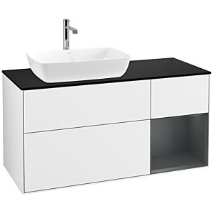 Villeroy and Boch Finion Villeroy and Boch Finion F812HGGF 120cm, cover plate black matt, shelves Midnight matt lacquer, Glossy white lacquer