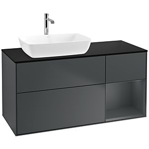 Villeroy und Boch Finion Waschtischunterschrank F812HGHG 120cm, Abdeckplatte black matt, Regale Midnight matt lacquer, Midnight Blue Matt Lacquer