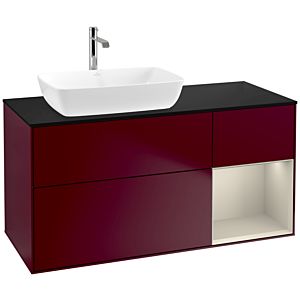 Villeroy und Boch Finion Waschtischunterschrank F812HHHB 120cm, Abdeckplatte black matt, Regale sand matt lacquer, Peony Matt