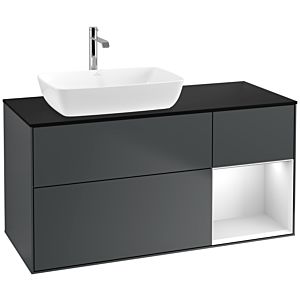 Villeroy et Boch Finion Villeroy et Boch F812MTHG 120cm, plaque de recouvrement noir mat, étagères laqué blanc mat, Midnight Blue Matt Lacquer