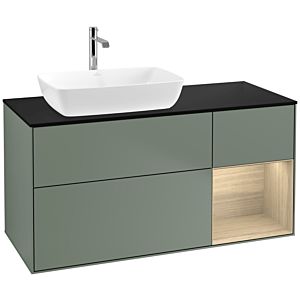 Villeroy and Boch Finion Villeroy and Boch Finion F812PCGM 120cm, cover plate black matt, shelves Oak Veneer , Olive Matt Lacquer