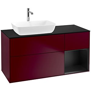 Villeroy und Boch Finion Waschtischunterschrank F812PDHB 120cm, Abdeckplatte black matt, Regale Black matt lacquer, Peony Matt