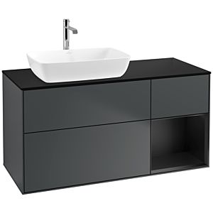 Villeroy et Boch Finion Villeroy et Boch F812PDHG 120cm, plaque de recouvrement noire mate, étagères Blue Matt Lacquer noir mat, Midnight Blue Matt Lacquer