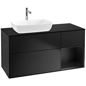 Villeroy et Boch Finion Villeroy et Boch F812PDPD 120cm, plaque de finition noir mat, étagères laqué noir mat, laqué noir mat