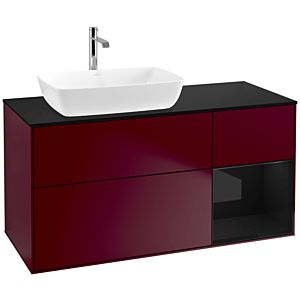 Villeroy und Boch Finion Waschtischunterschrank F812PHHB 120cm, Abdeckplatte black matt, Regale Glossy black lacquer, Peony Matt