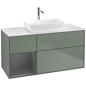 Villeroy and Boch Finion Villeroy and Boch Finion F821GKGM 120cm, cover plate matt white, shelves anthracite matt lacquer, Olive Matt Lacquer