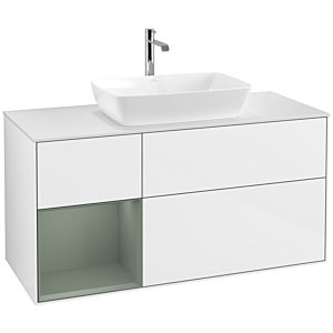 Villeroy and Boch Finion Villeroy and Boch Finion F821GMGF 120cm, cover plate matt white, shelves olive matt lacquer, glossy white lacquer