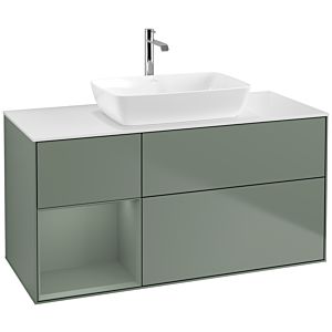 Villeroy and Boch Finion Villeroy and Boch Finion F821GMGM 120cm, cover plate matt white, shelves olive matt lacquer, Olive Matt Lacquer