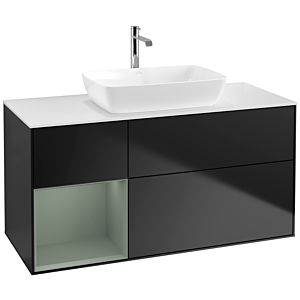 Villeroy and Boch Finion Villeroy and Boch Finion F821GMPD 120cm, cover plate white matt, shelves olive matt lacquer, black matt lacquer