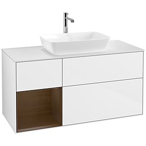 Villeroy and Boch Finion Villeroy and Boch Finion F821GNGF 120cm, cover plate matt white, shelves Walnut Veneer , glossy white lacquer