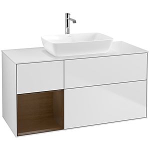 Villeroy et Boch Finion Villeroy et Boch F821GNMT 120cm, couvercle blanc mat, étagères Walnut Veneer , laqué blanc mat