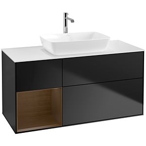 Villeroy and Boch Finion Villeroy and Boch Finion F821GNPD 120cm, cover plate matt white, shelves Walnut Veneer , matt black lacquer