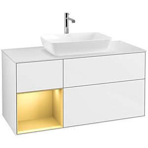 Villeroy and Boch Finion Villeroy and Boch Finion F821HFGF 120cm, cover plate matt white, shelves matt gold lacquer, glossy white lacquer